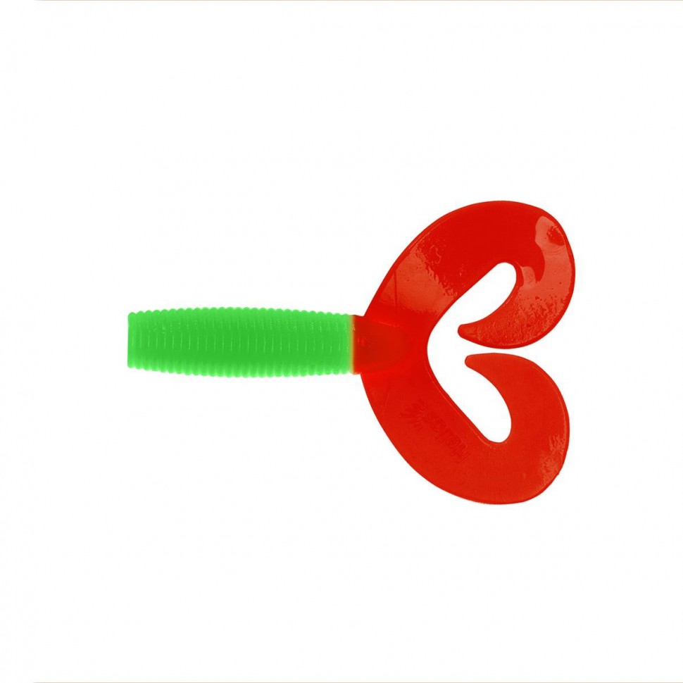 Твистер Helios Credo Double Tail 3,54"/9 см, цвет Lime & Red 5 шт HS-28-021 , 
